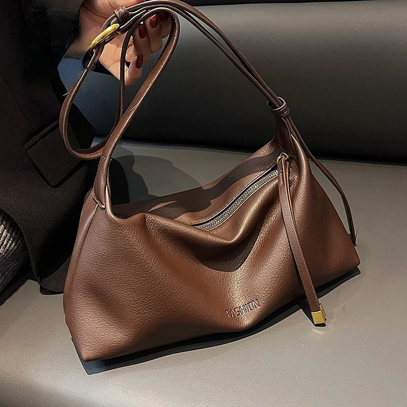 Vintage Shoulder Bag Female Leather PU Pillow Hobos Bag Fashion Crossbody Bag Wide Strap Satchel Handbag Clutch Shopping Purse