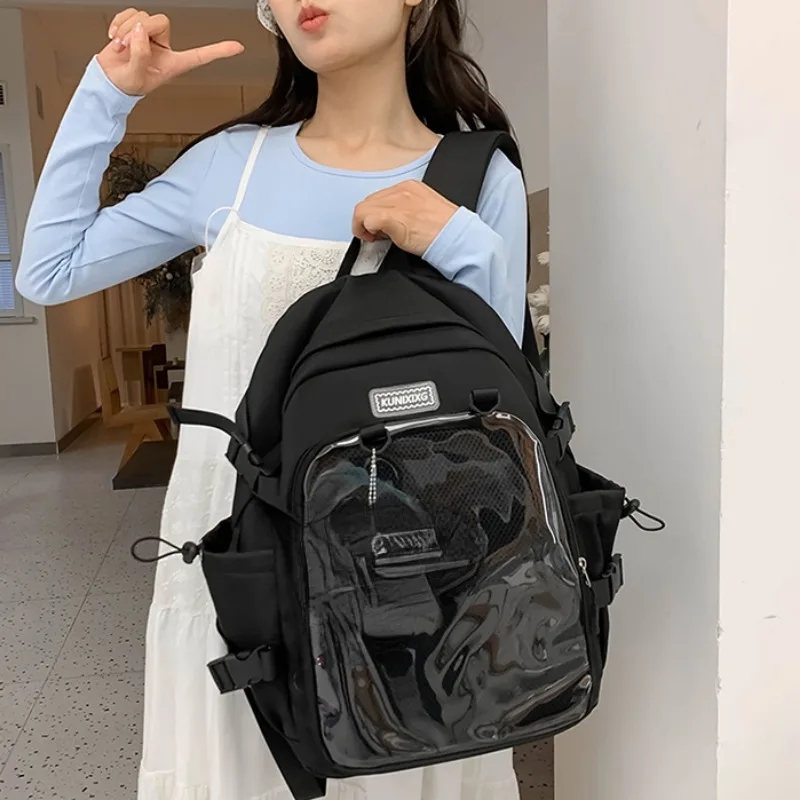 Ita Bag New Summer Transparent Backpacks for Women 2024 High-capacity Canvas School Bags Teenage Girls Candy Color Rucksack