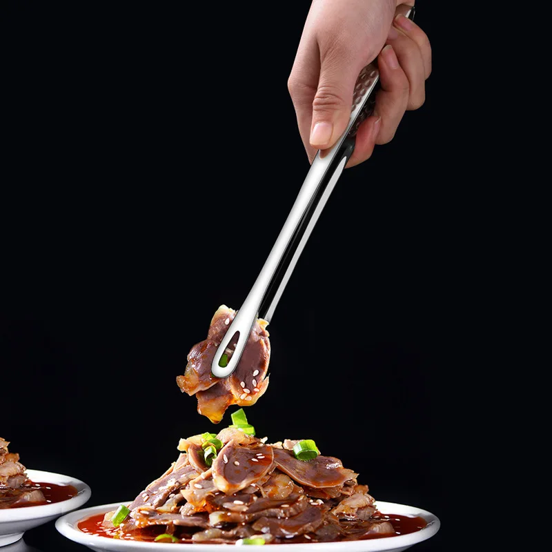 304 Stainless Steel Barbecue Tongs Korean BBQ Food Clip Restaurant-Grade Serving Tongs for Buffet Kitchen and Self-Service Food