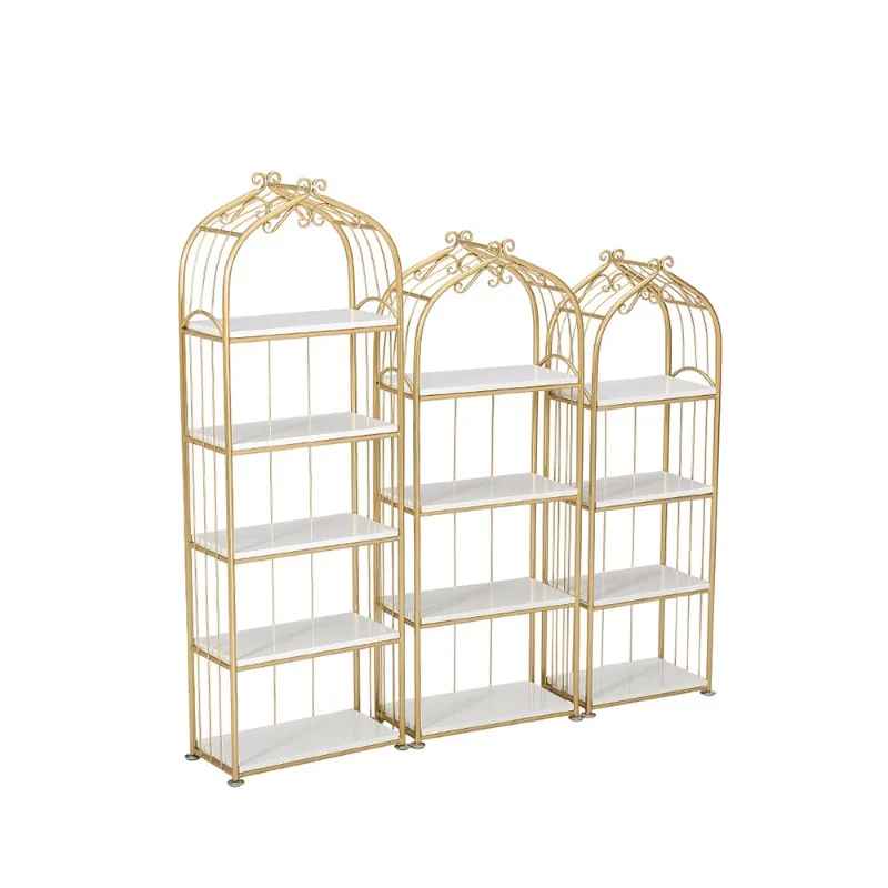 

Nordic wrought iron birdcage shelf, home bedroom creative bookshelf, beauty and makeup shop display, display rack