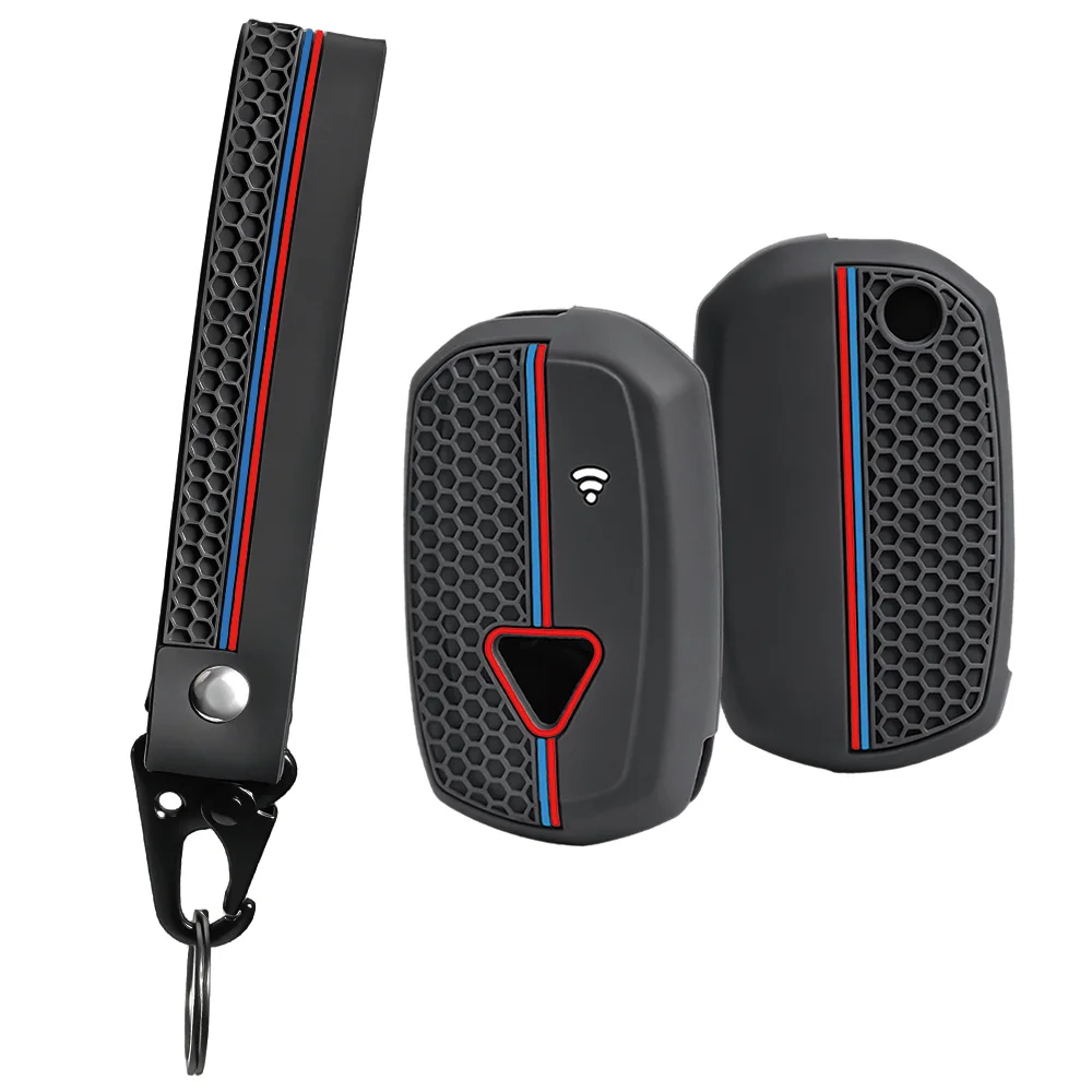 silicone remote shell For Triumph Speed Triple RS Tiger 1200 Rocket 3 with long wrist strap and swivel clip flexible key cover