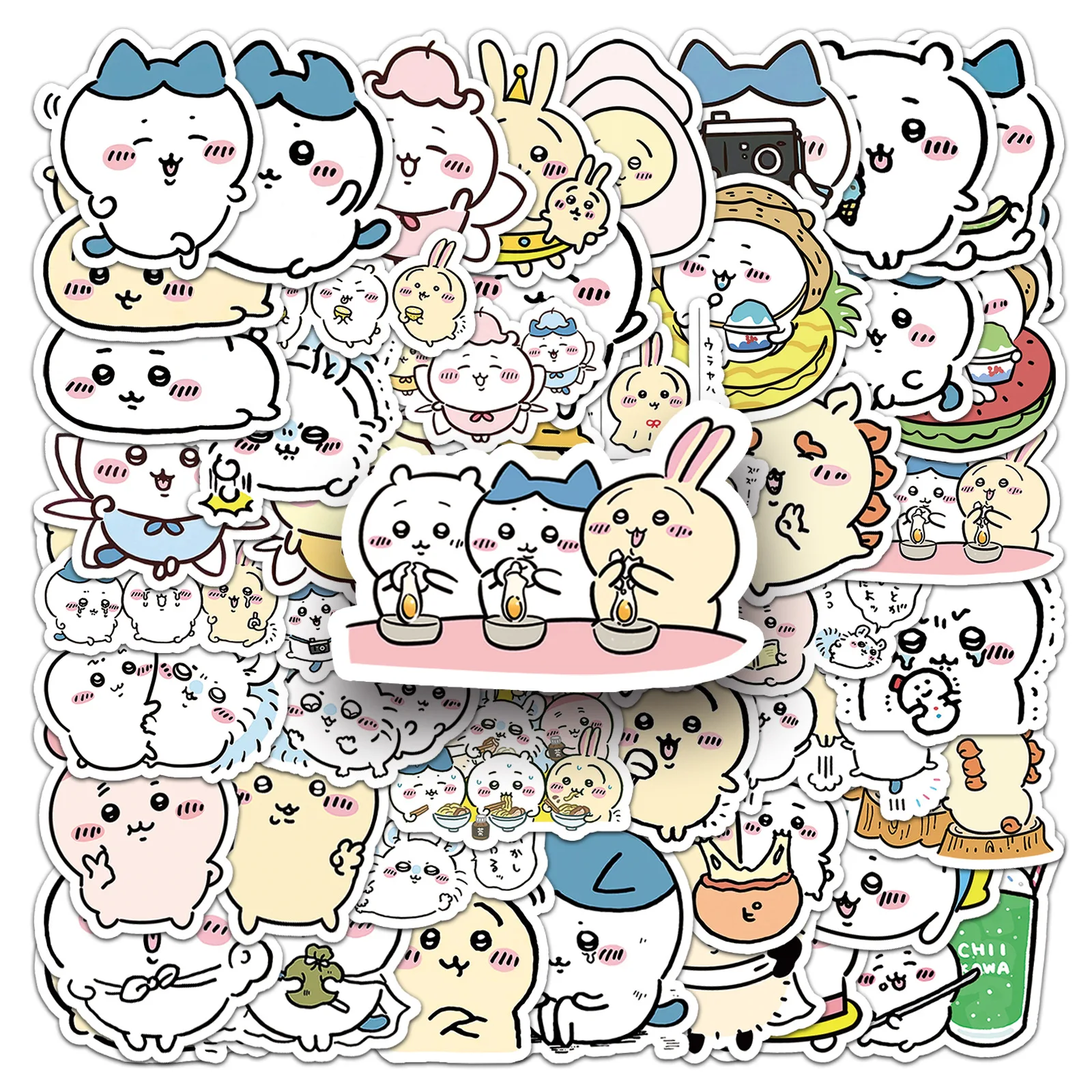 51 pçs kawaii dos desenhos animados chiikawa adesivos decorativos mesa portátil scrapbook bagagem papelaria bonito graffiti adesivo pacote crianças presente