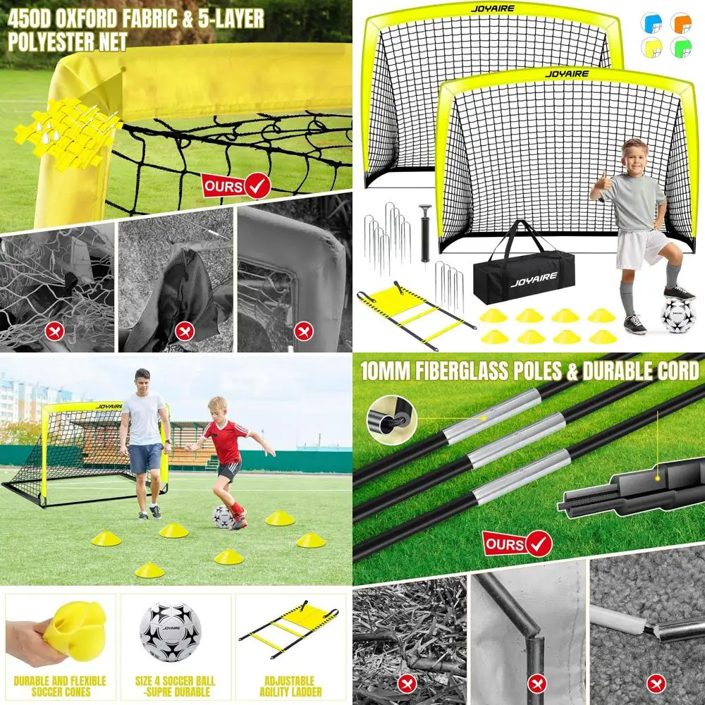 

Durable 5-Layer Soccer Net with 10mm Poles, Portable Training Set for Kids, Size 4 Ball Included
