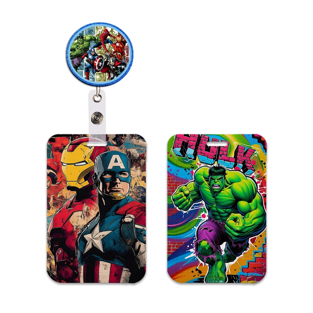 Marvel Movie Characters Super Heroes ABS Card Cover Student Campus Hanging Neck Bag Card Holder Lanyard ID Card Holders Keychain