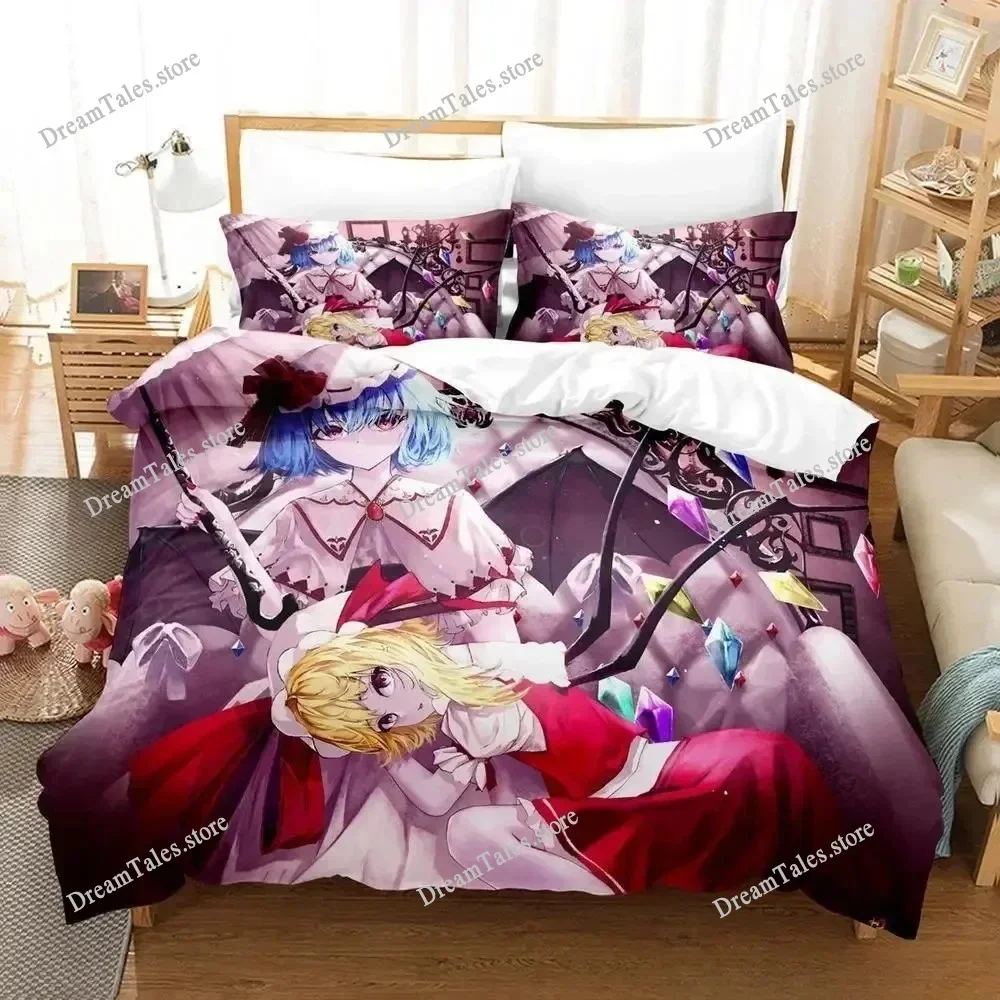 Touhou Project Remilia Scarlet Cartoon Poster Sheets Quilt Covers Bedding Dormitory Sheets Bedding Set Soft Warm Bedding Set