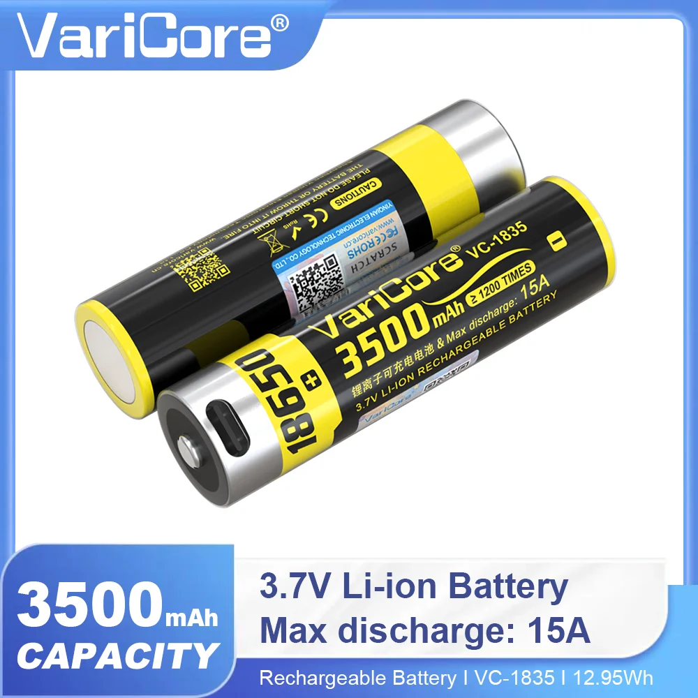 1-36 قطعة VariCore جديد VC-1835-USB Type-C 18650 3500mAh 3.7V بطارية ليثيوم قابلة للشحن لمصباح يدوي