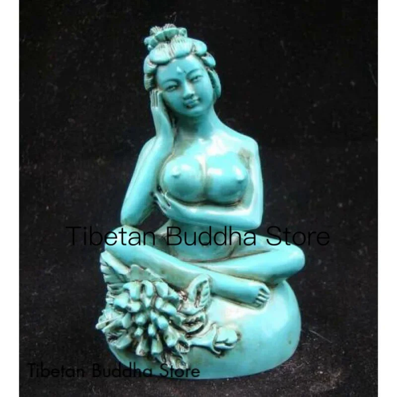 Chinese Carved  Statue People Ancient beauty Natural Turquoise Deco Art  Handmad