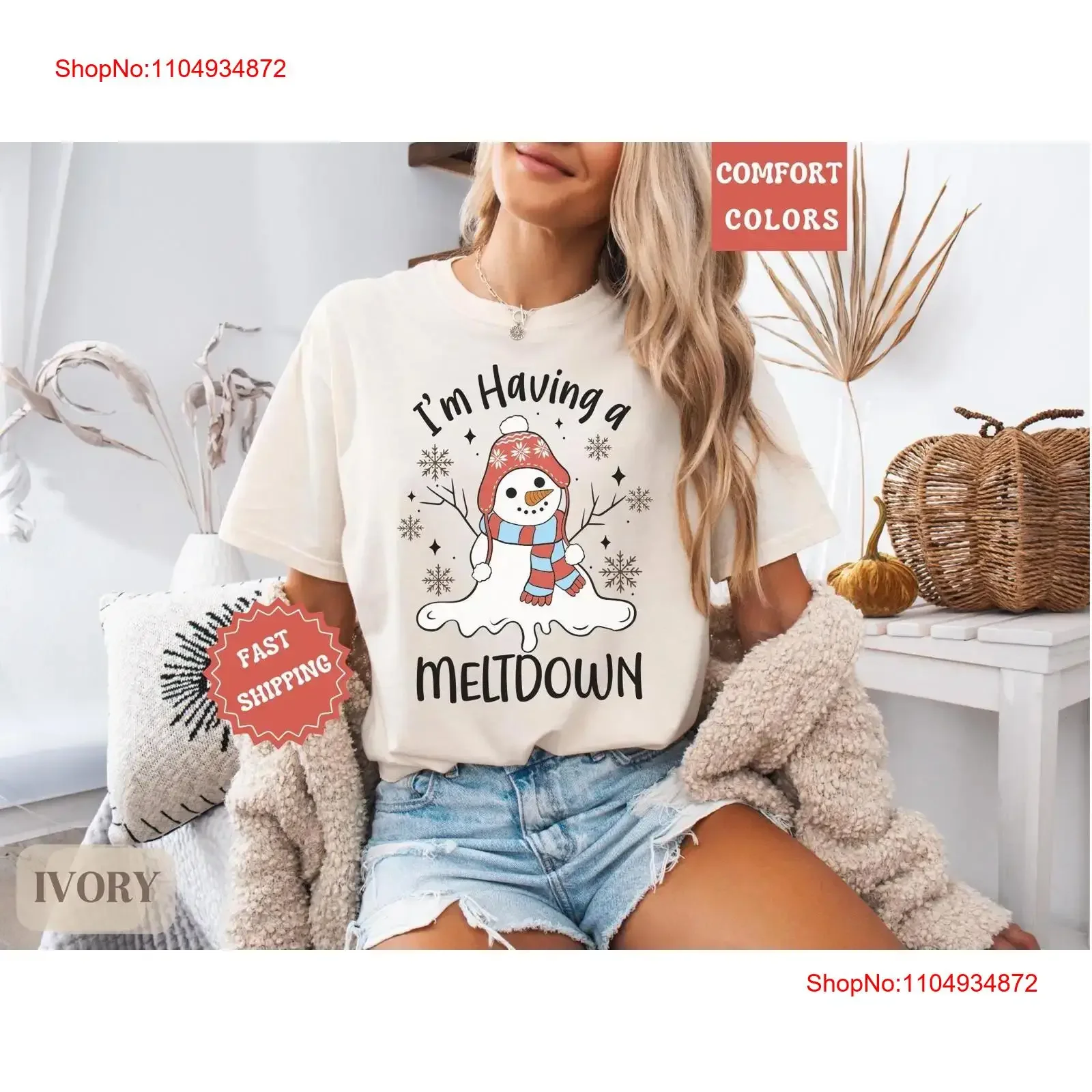 

Retro Snowman Christmas T Shirt Women's Holiday Trendy Xmas for Her vintage Washed Slightly designer clothes