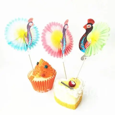 25ps Peacock Cake Flag Fruit Fork Cocktail Decor for Wedding Table Decorations Jungle Birthday Party DIY Decorations Kids Favor