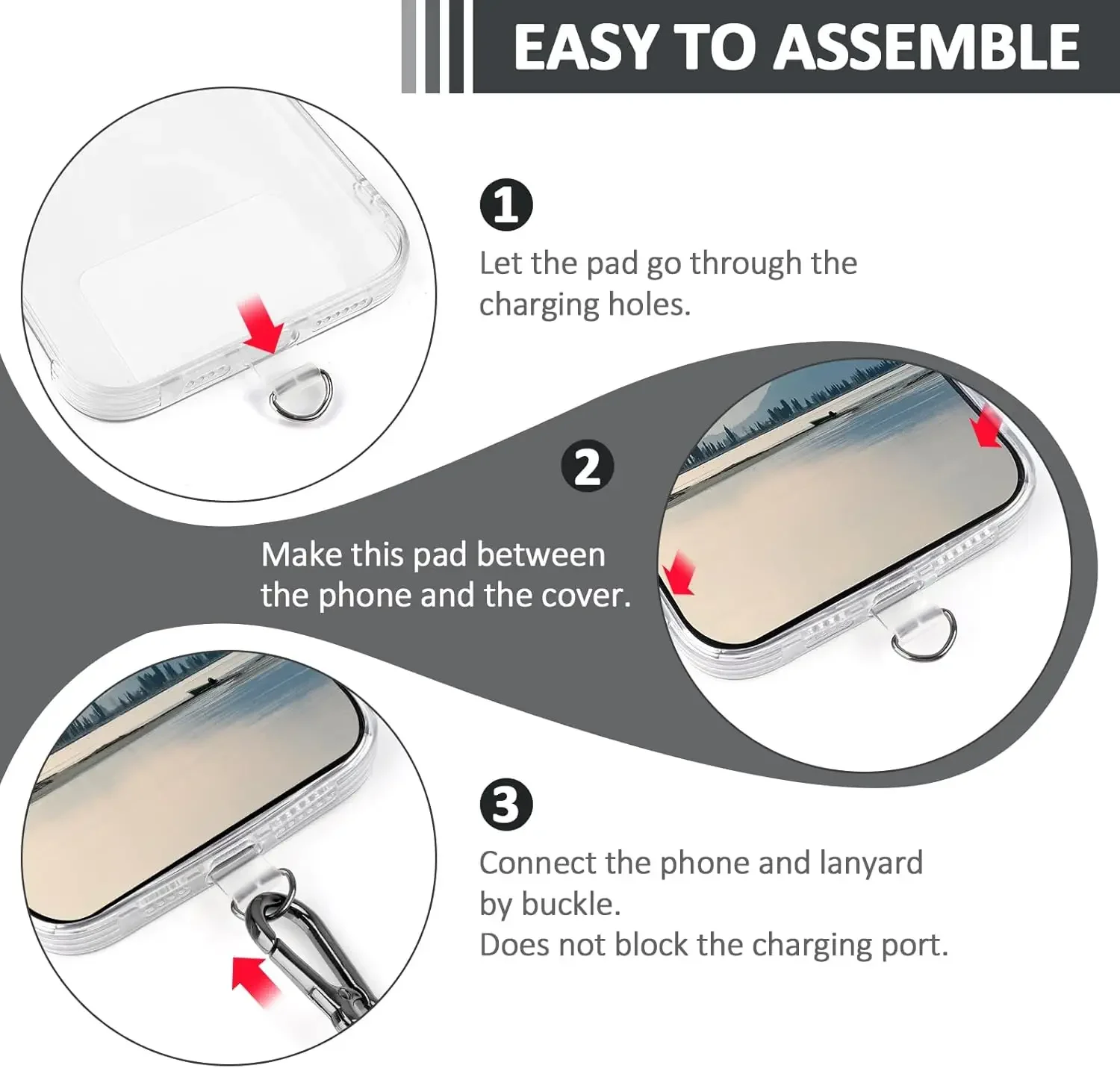 20/5PCS Universal Tpu Mobile Phone Anti-lost Lanyard Card Gasket Nylon Detachable Phone Hanging Cord Strap Patch Tether Pad - view 4