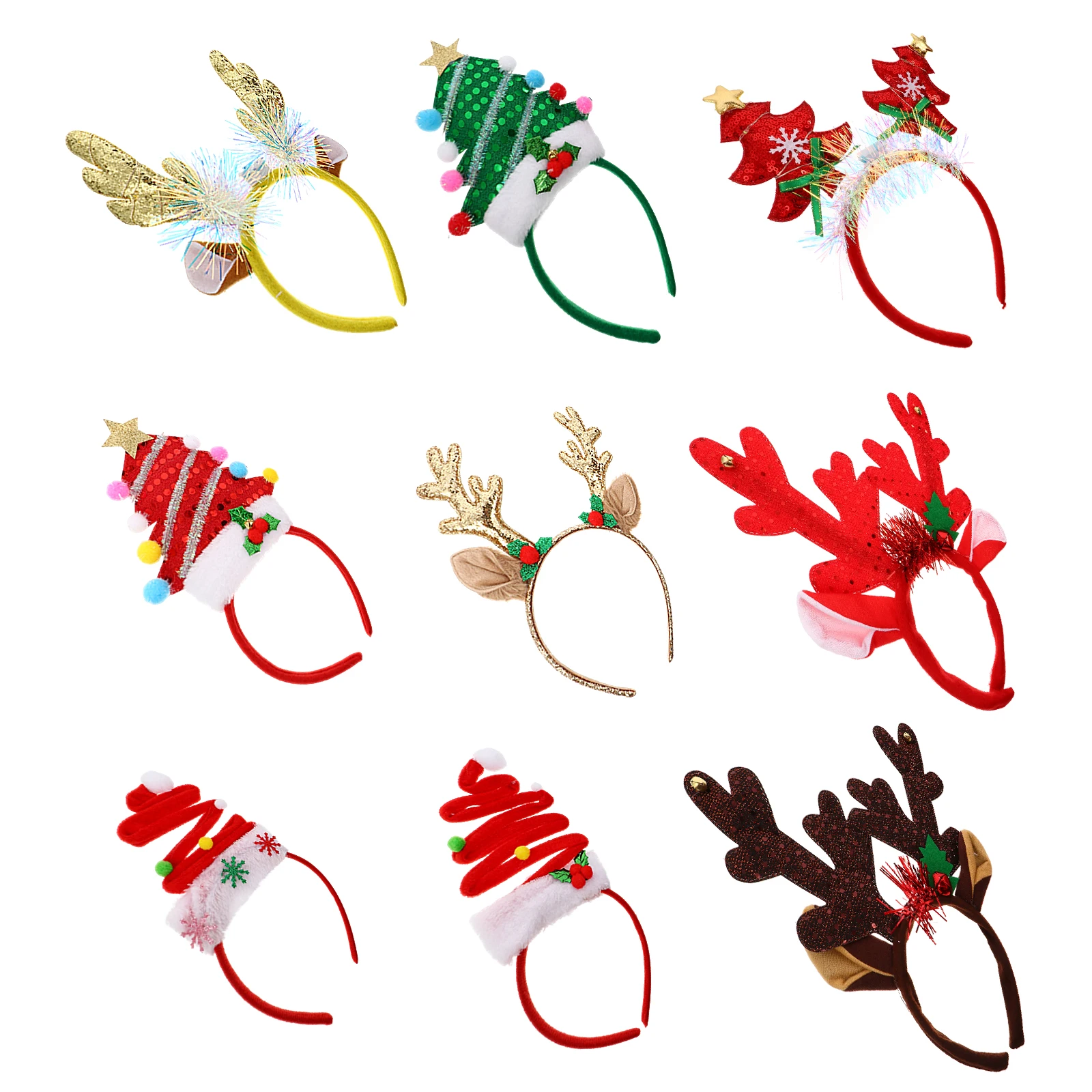 

9Pcs Xmas Hair Hoop Christmas Headband Cute Tree Design Headpiece for Holiday Party Favor Gift Comfortable Fit