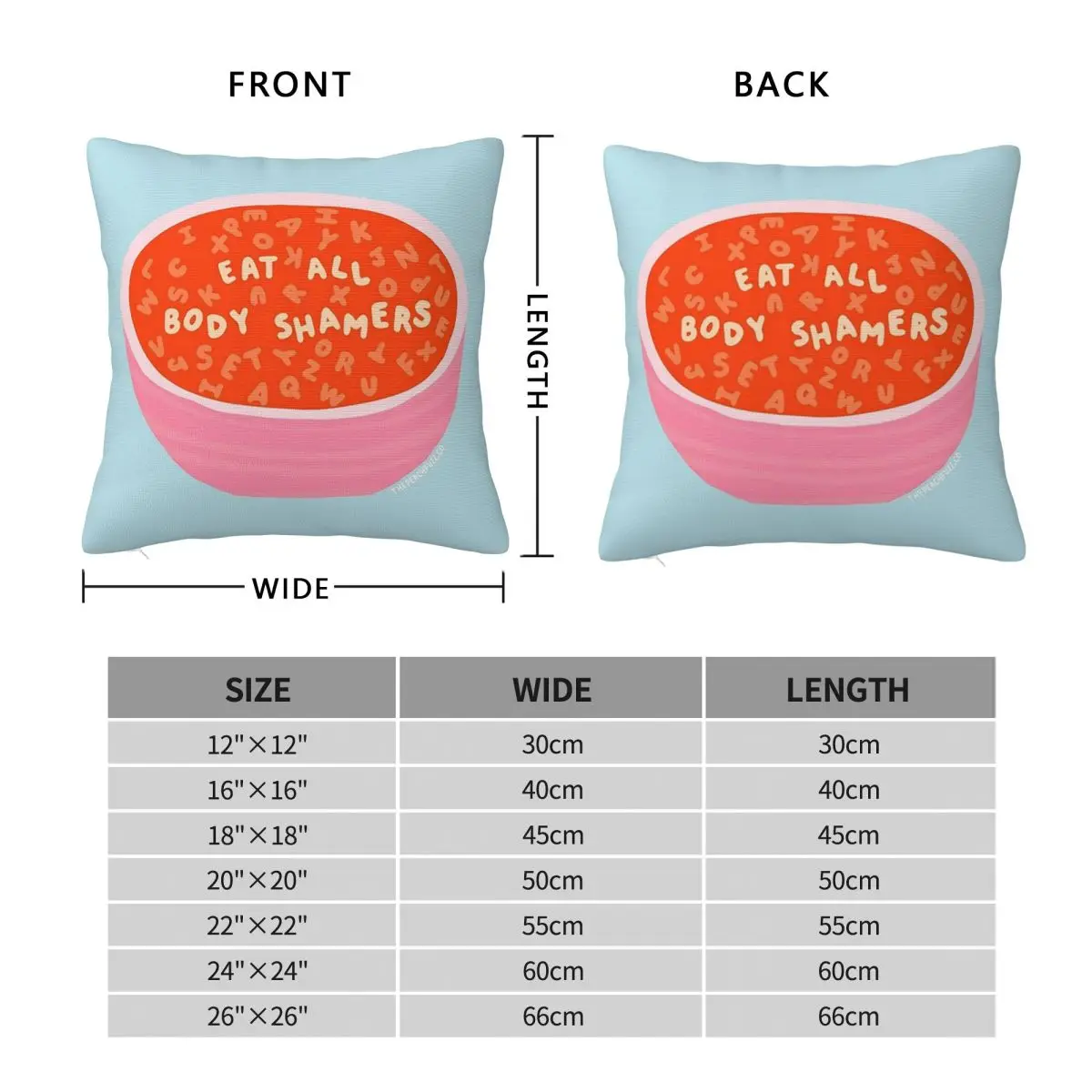 Eat All Body Shamers Square Pillowcase Pillow Cover Polyester Cushion Zip Decorative Comfort Throw Pillow for Home Car