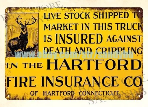 Fire Insurance live stock metal tin sign circle decor