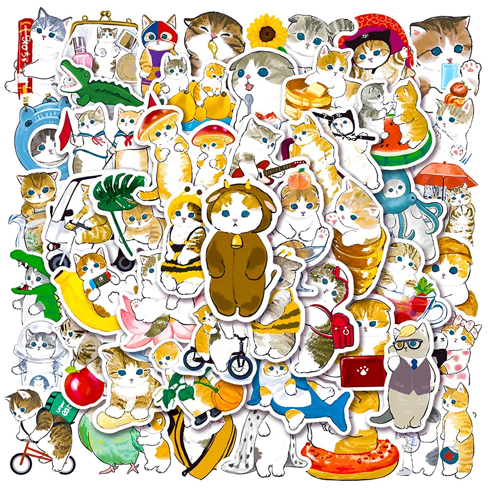 10/30/50PCS Cute Cartoon Cats Stickers Toys Kawaii Animal Decal Gift DIY Phone Laptop Bike Scrapbook Suitcase Waterproof Sticker