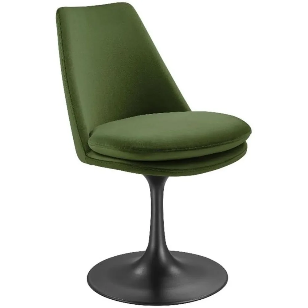 كرسي طعام دوار مخملي من بلاك موس جرين ليبا - كرسي بدون ذراع مقاوم للبقع #1