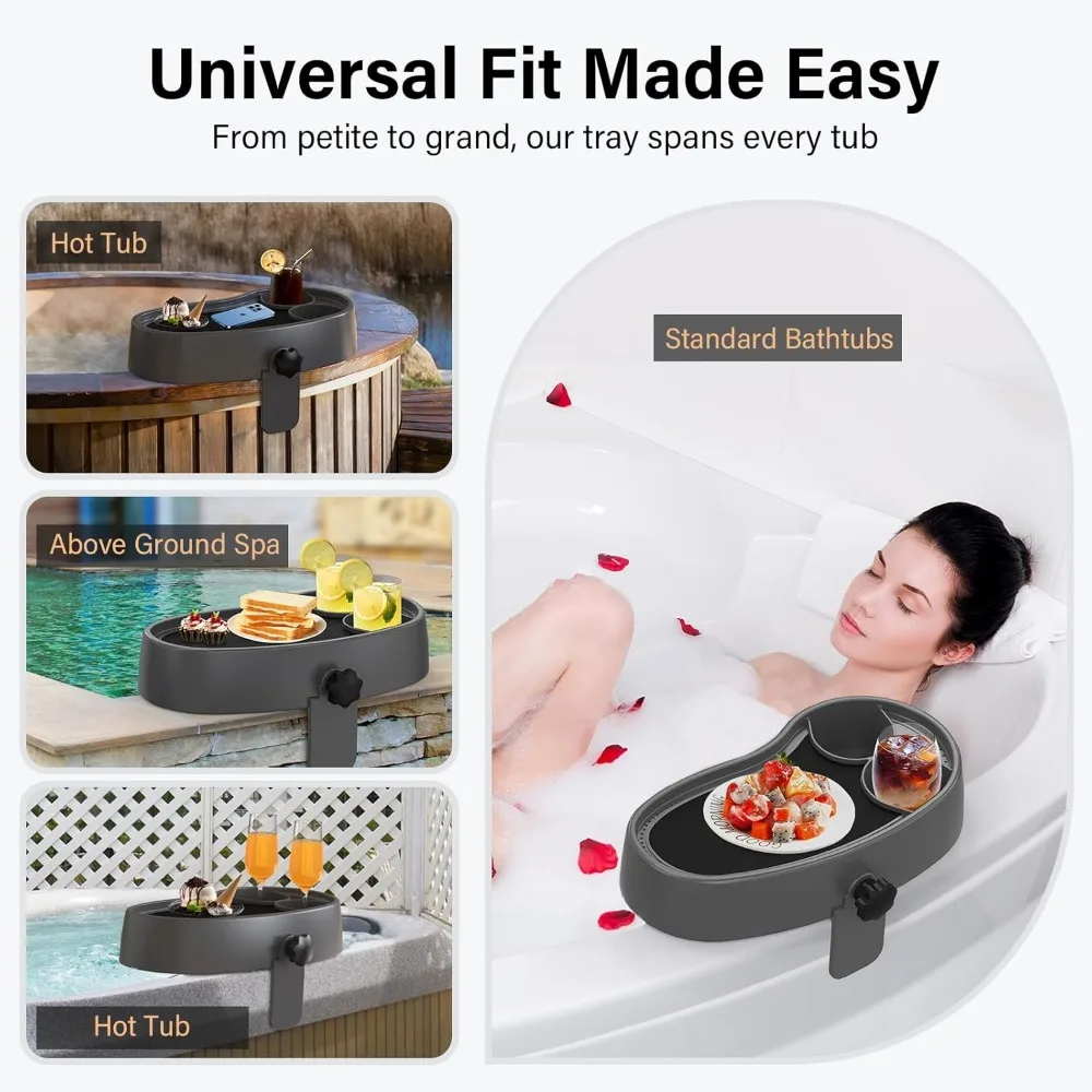 صينية طاولة حوض استحمام ساخن قابلة للتعديل مع حاملات أكواب، تصميم غير قابل للانزلاق لملحقات سبا فوق الأرض وحوض الاستحمام #6