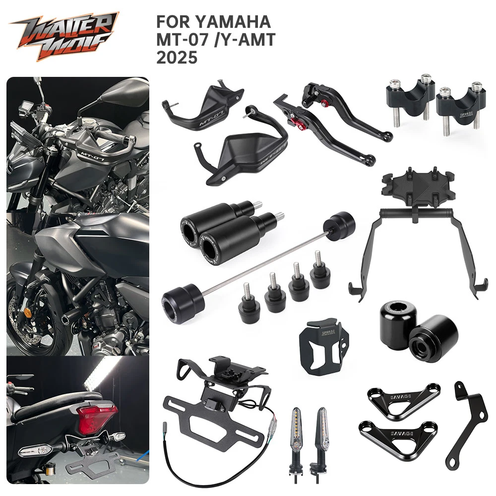 

For Yamaha MT-07 MT07 2025 Lever Mirror Light Riser Handguard Frame Wheel Slider Footpeg GPS Phone Bracket License Plate Holder