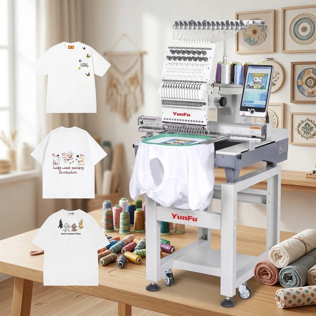 New for Single Head 9-Needle 12/15 Cap Embroidery Machine Home Use Retail Customizable Logo Design Computerized 1200 RPM