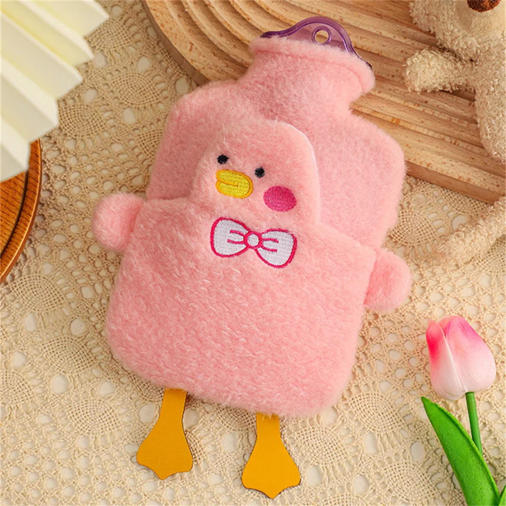 Cute Hot Water Bottle Bag for Girls Plush Shoulder Hand Warmer Heat Pack Warm Belly Instant Hot Pack 500ml Water Heating Pad