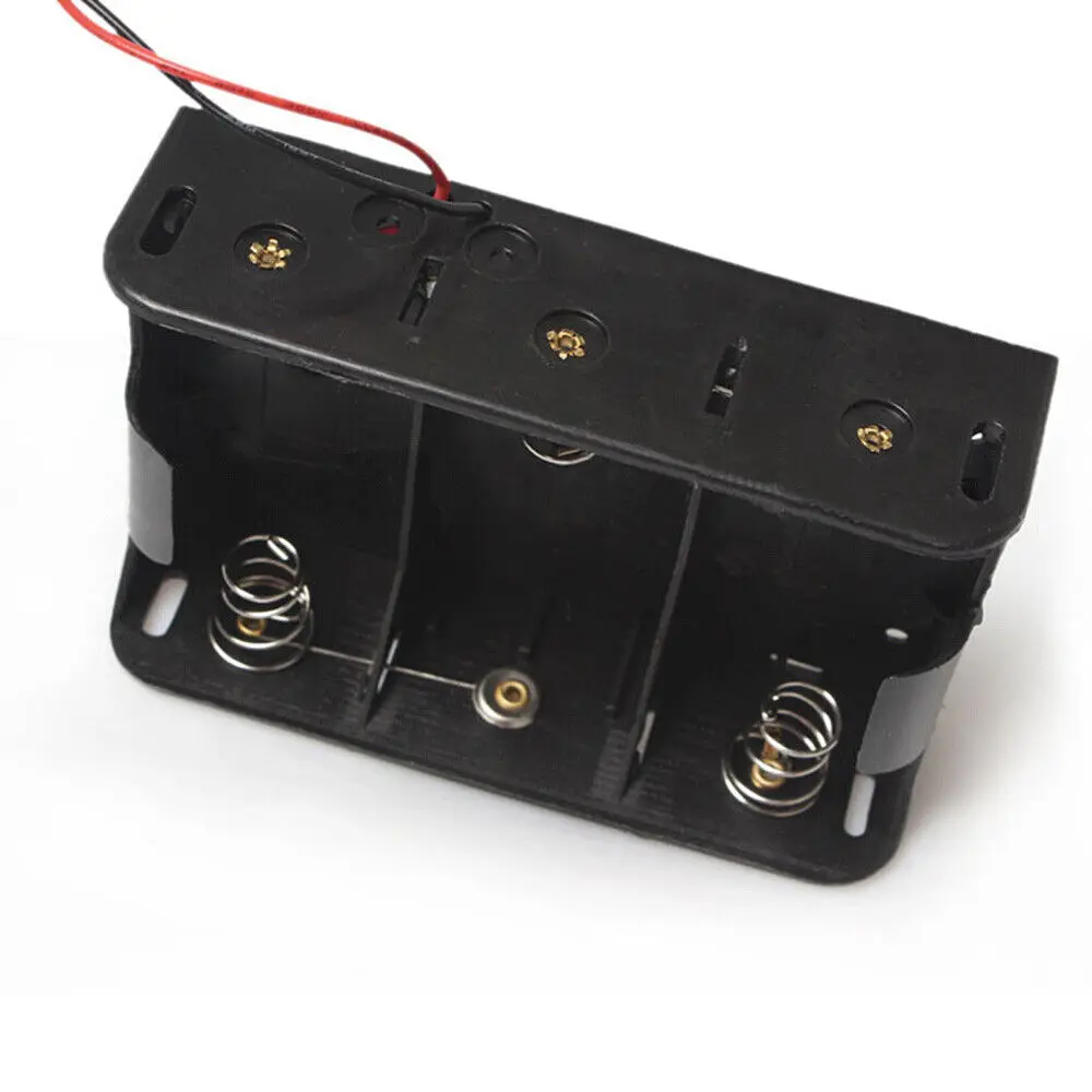 20pcs/lot 3 Slots D Size Battery Holder Case Box with Wires Leads For D Cell Batteries 4.5V DIY