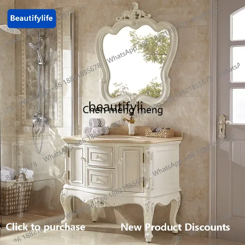 

183European bathroom cabinet combination oak bathroom wash basin combination washbasin cabinet solid wood6005