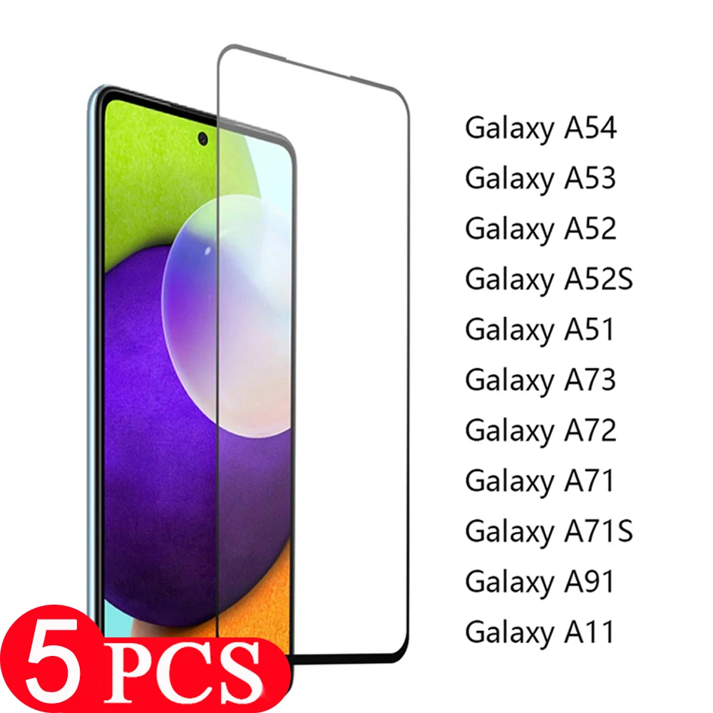 

5 шт. для Samsung Galaxy M51 M52 M53 M54 закаленное стекло A51 A52 A52S A53 A54 A11 M11 A73 A72 A91 A71 M62 защита для экрана телефона