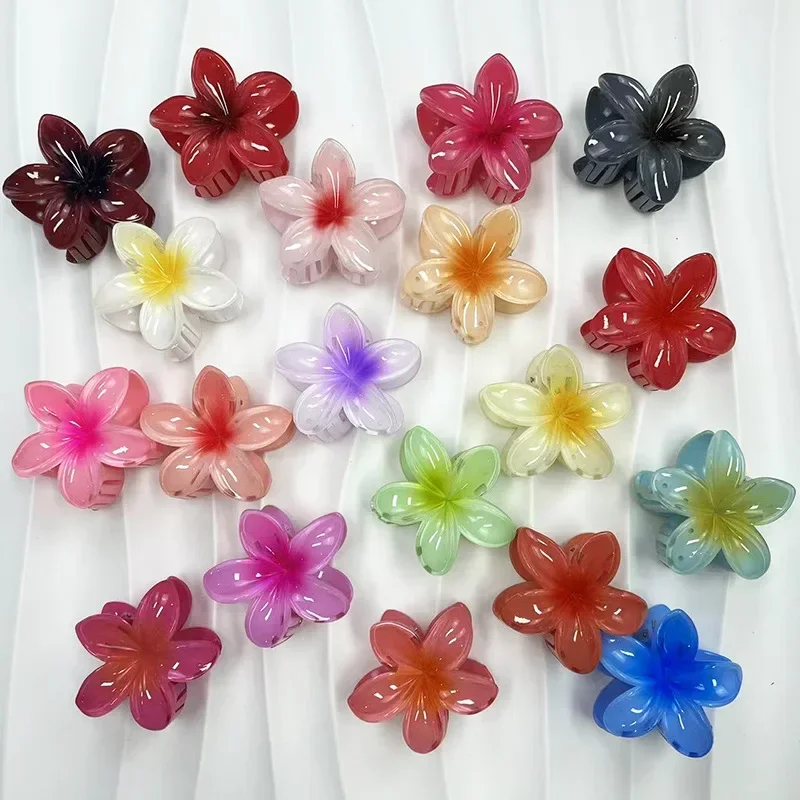 Butboy Flower Plumeria Hair Clip Beach Vacation 8cm Intrecciatura Hair Tool Plástico Gradiente Color Frangipani Bobby Pin