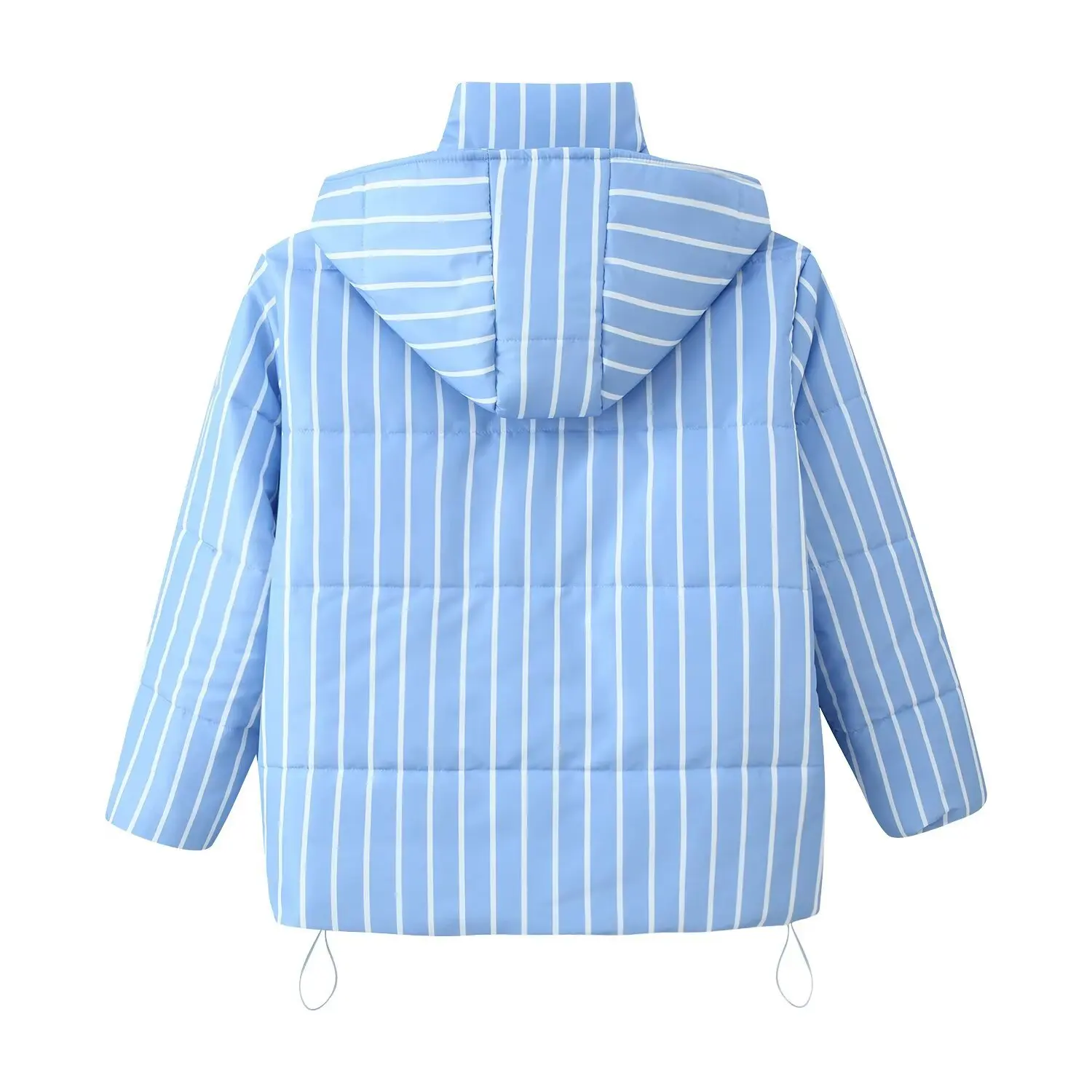 Chaqueta de algodón con capucha para mujer, estilo europeo y americano, otoño e invierno, retro, holgada, a rayas, 2025