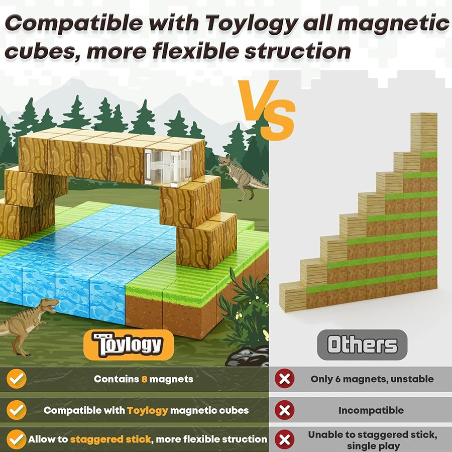 Magnetic Building Block Magnetic Blocks Mine World Set Edition Magnetic Cubes Construction Toys STEM Montessori Sensory Toys