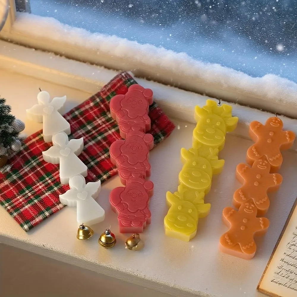 Christmas Silicone Candle Molds for Making Candle,Angel,Gingerbread Figurines,Santa Claus,Elk,Christmas Tree Shape Design Molds