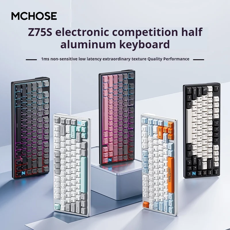 MCHOSE Z75S Wireless Mechanical Keyboard Three Mode Bluetooth 2.4g Aluminium RGB Hot Swappable Gaming Office Keyboard Gifts