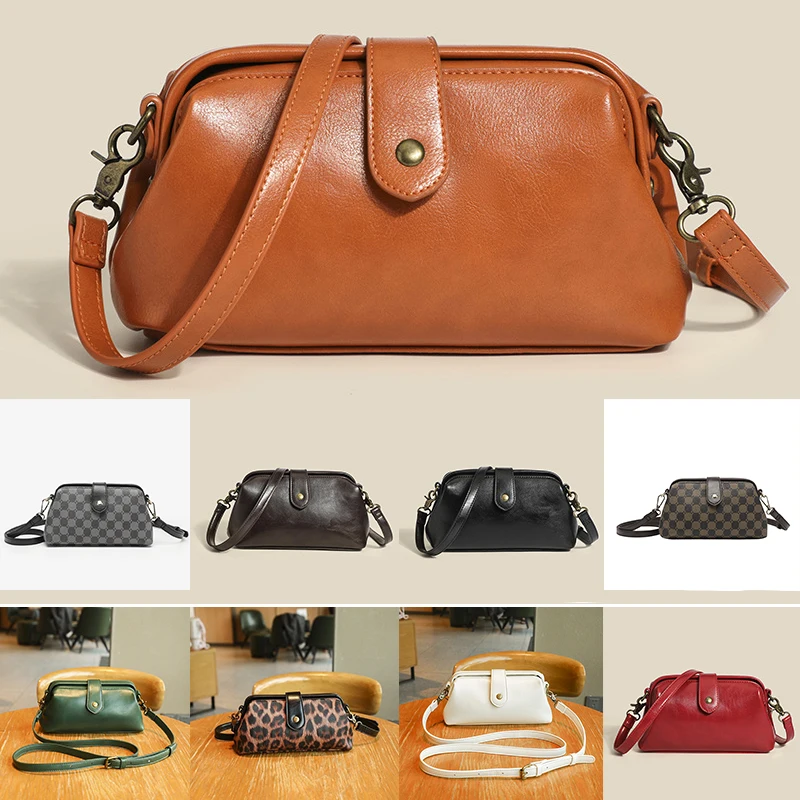 

Pu Cow Leather Crossbody Bag Women Fashion Street Bag Solid Color Bags For Students Girl Street Shopping Bag Dumpling Shape Case
