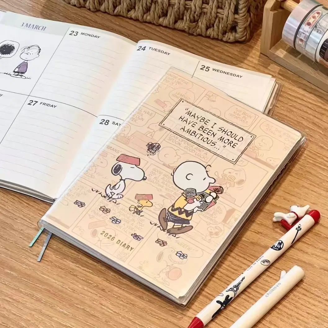 

Kawaii 2026 Snoopy Diary Charlie Puppy Notebook - B6 Cute Cartoon Schedule Notes Diary Planner for Students Office Notebook Toy