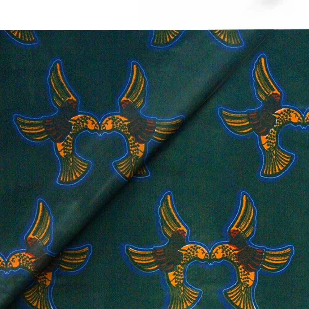 

2024 Green Ankara African Wax Prints 100% cottonr Fabric Binta Real Wax High Quality 6 yard African Fabric for Party Dress