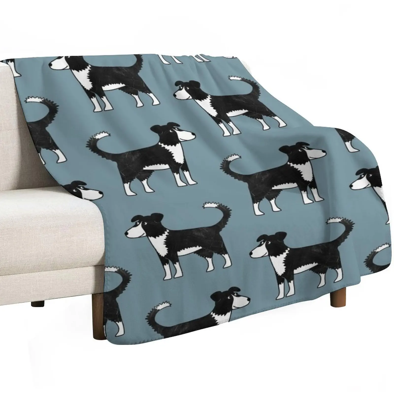 Border Collie Sheepdog Throw Blanket Decoratives Cute Plaid Thins Comforter Flannels Blankets