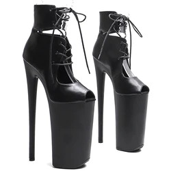 Leecabe  26CM/10inches Matte PU  Upper  small open toe  sexy exotic High Heel platform party shoes Pole Dance boot