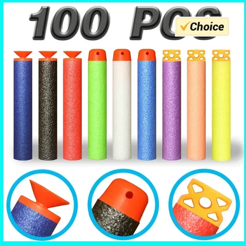 

7.2cm 100pcs for Soft Bullets Darts Round Head Refill Sponge Darts Kids Children Toy Gun Bullets for N-Strike Blasters