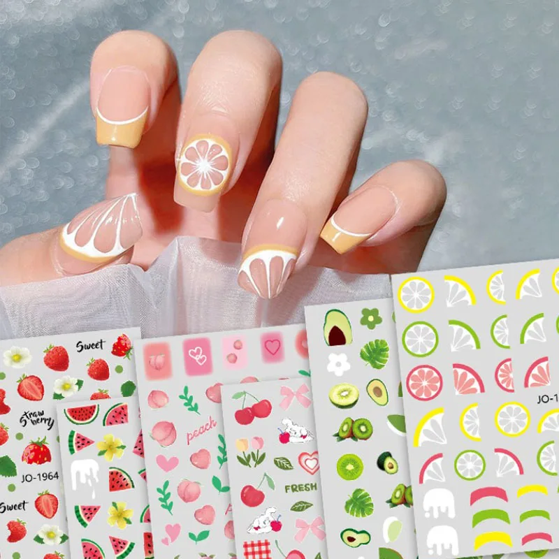 

1pcs Fruit Nail Art Stickers Decals Lemon self-adhesive Strawberry Watermelon Water Transfer Slider Nail Design Foils Decoraton