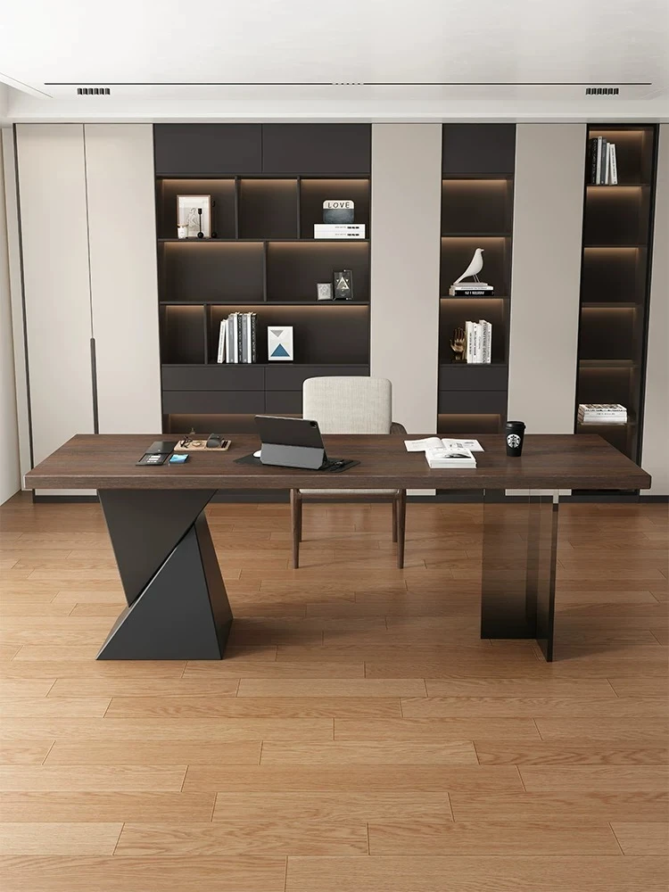 Italian Minimalist Study Desk Light Luxury Superior Sofa Back Long Table Living Room Household Wood Computer Desk Furniture
