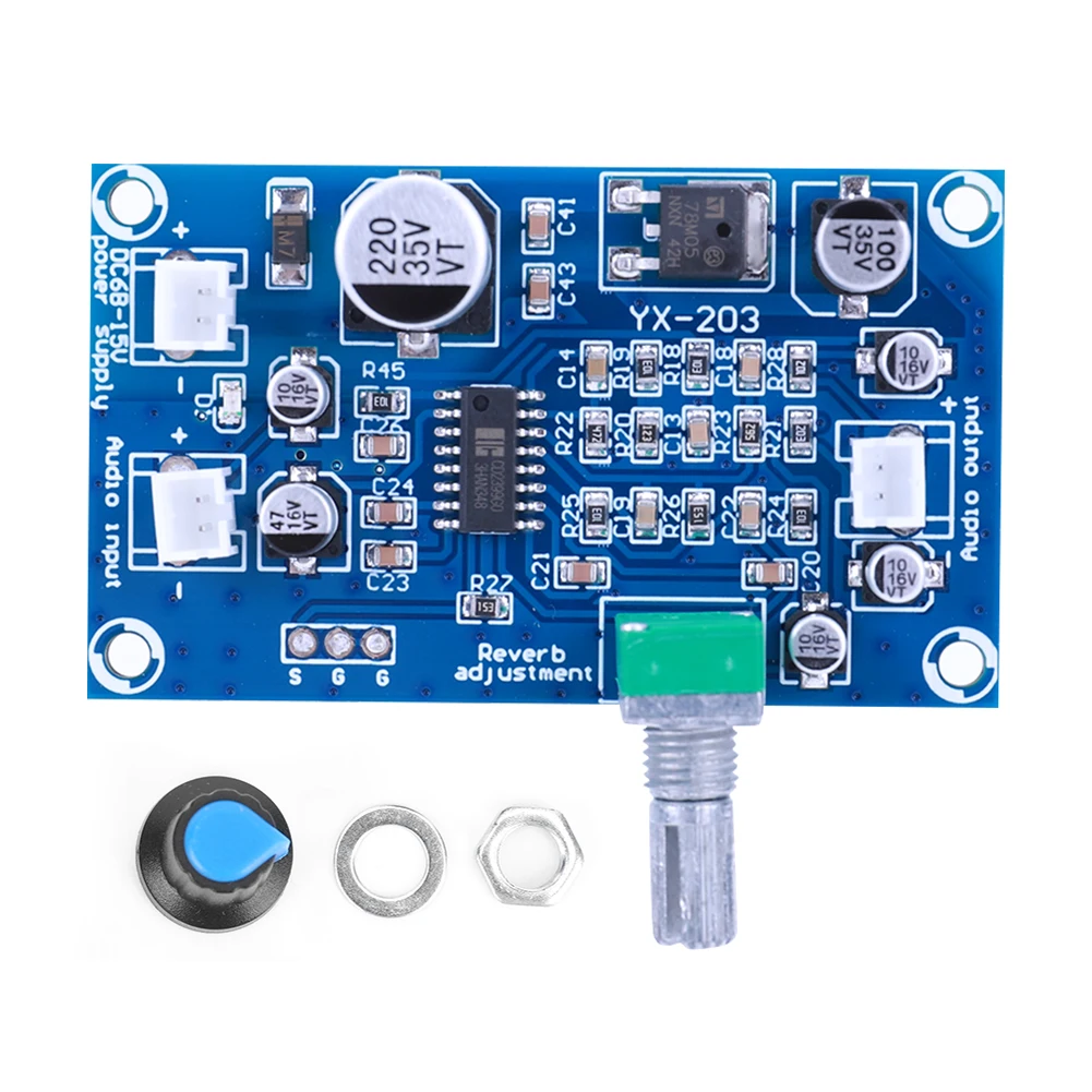 PT2399 مونو مكبر للصوت Preamp Reverb DC6-15V M65831 ميكروفون ريفيرب لوحة تيار مستمر مصدر طاقة واحد المضخم Reverberator