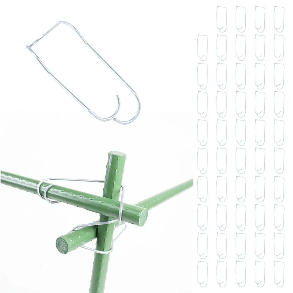 Plant Trellis Connectors Flexible Trellis Connector Set 50 Pcs Steel Wire Connecting Buckles Reusable Trellis Clips for Bamboo