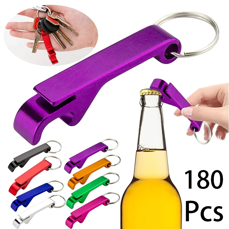 

180Pcs Bottle Opener Metal Keychain Keyring Stainless Steel Bottle Opener