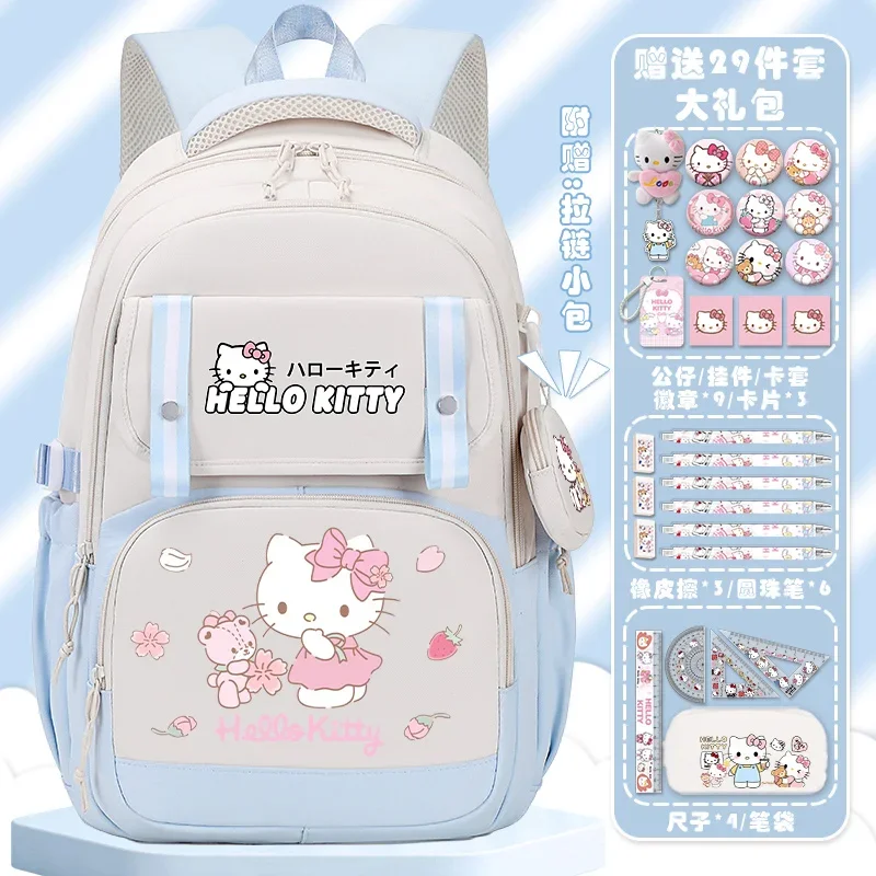 Школьный ранец Sanrio с Hello Kitty для детей, вместительный Легкий Повседневный Детский рюкзак с мультипликационным рисунком