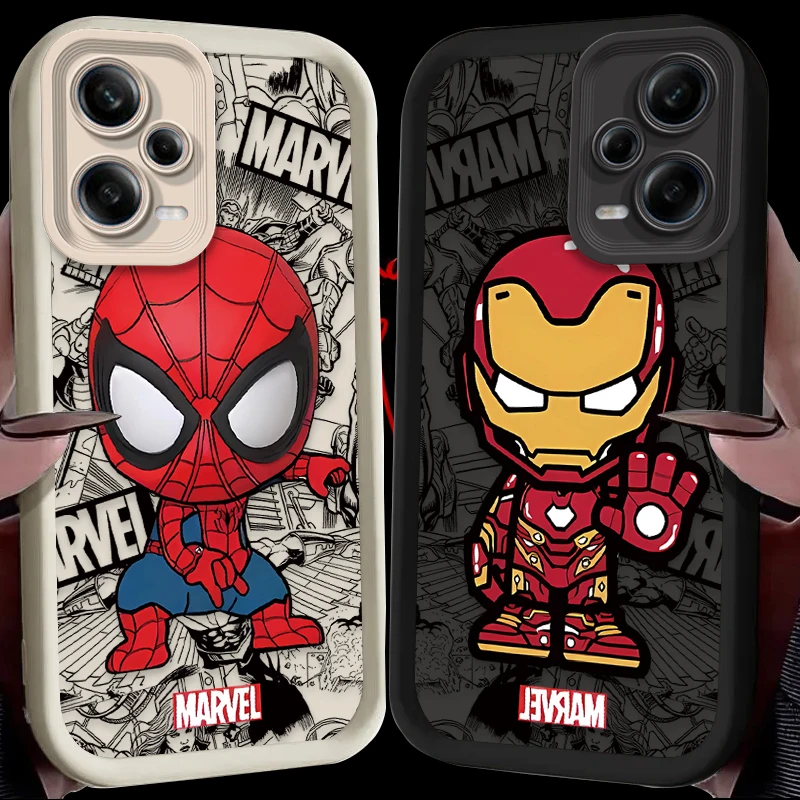 حافظة كارتون سبايدر مان لهاتف شاومي ريدمي نوت 13 14 14S 12 11 Pro Plus 5G 12S 11S 10s 10 9 Redmi 14C 13C 12C 12 4G A3 A3X Eتوي