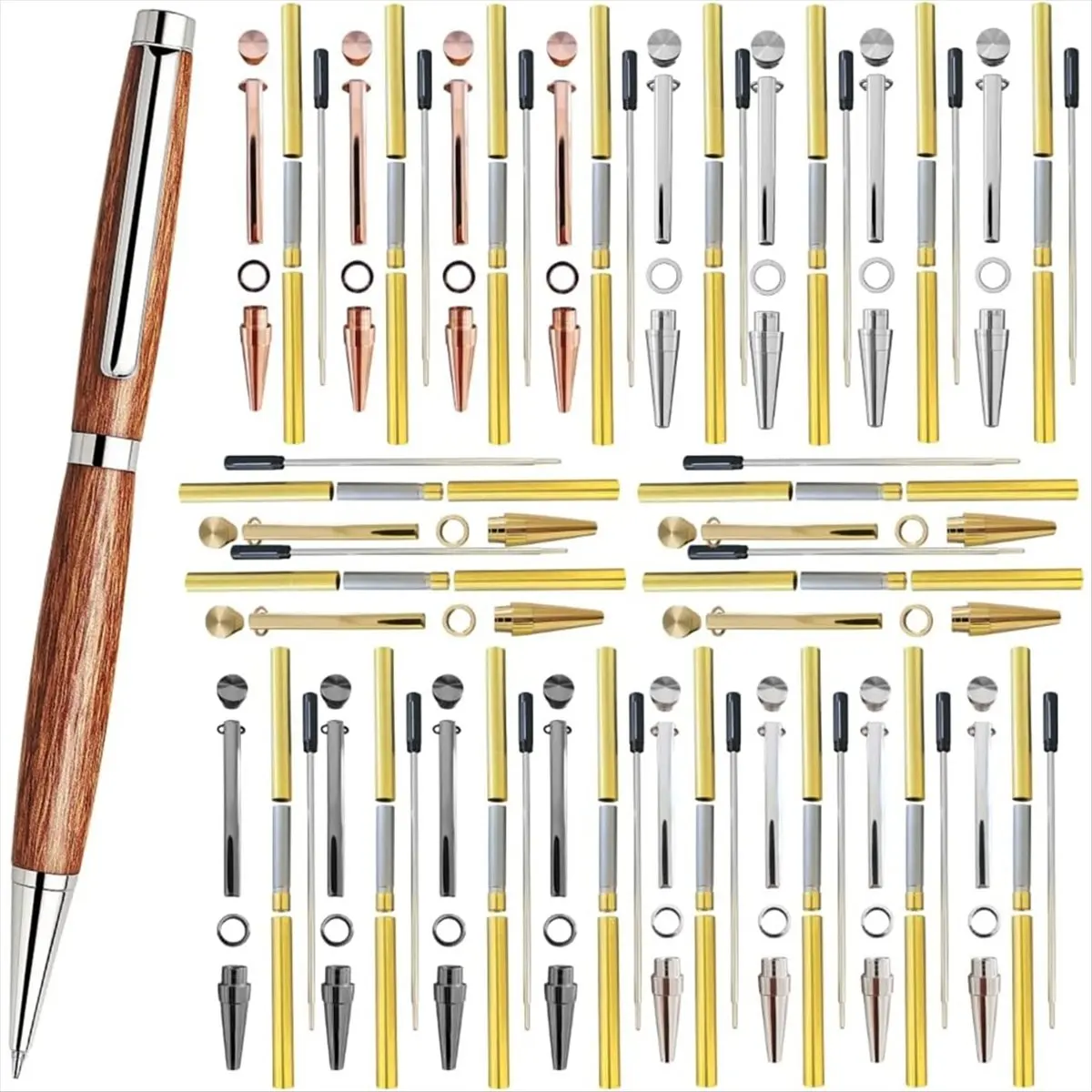 COFA 20 Pack Slimline Pen Kit - 7mm Wood Turning Twist Pen Kits with Refills, Brass Hardware&5 Finishes for DIY Lathe Turning