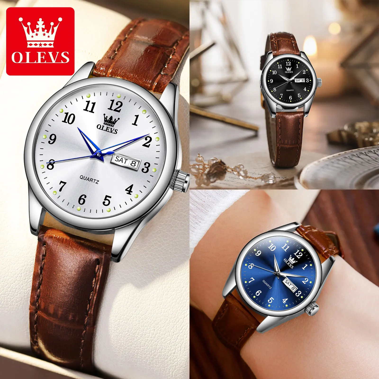 OLEVS Best Selling Fashion Women Quartz Watches Casual Elegant Ladies Watch Original Leather Strap Waterproof Lady Wrist Watch