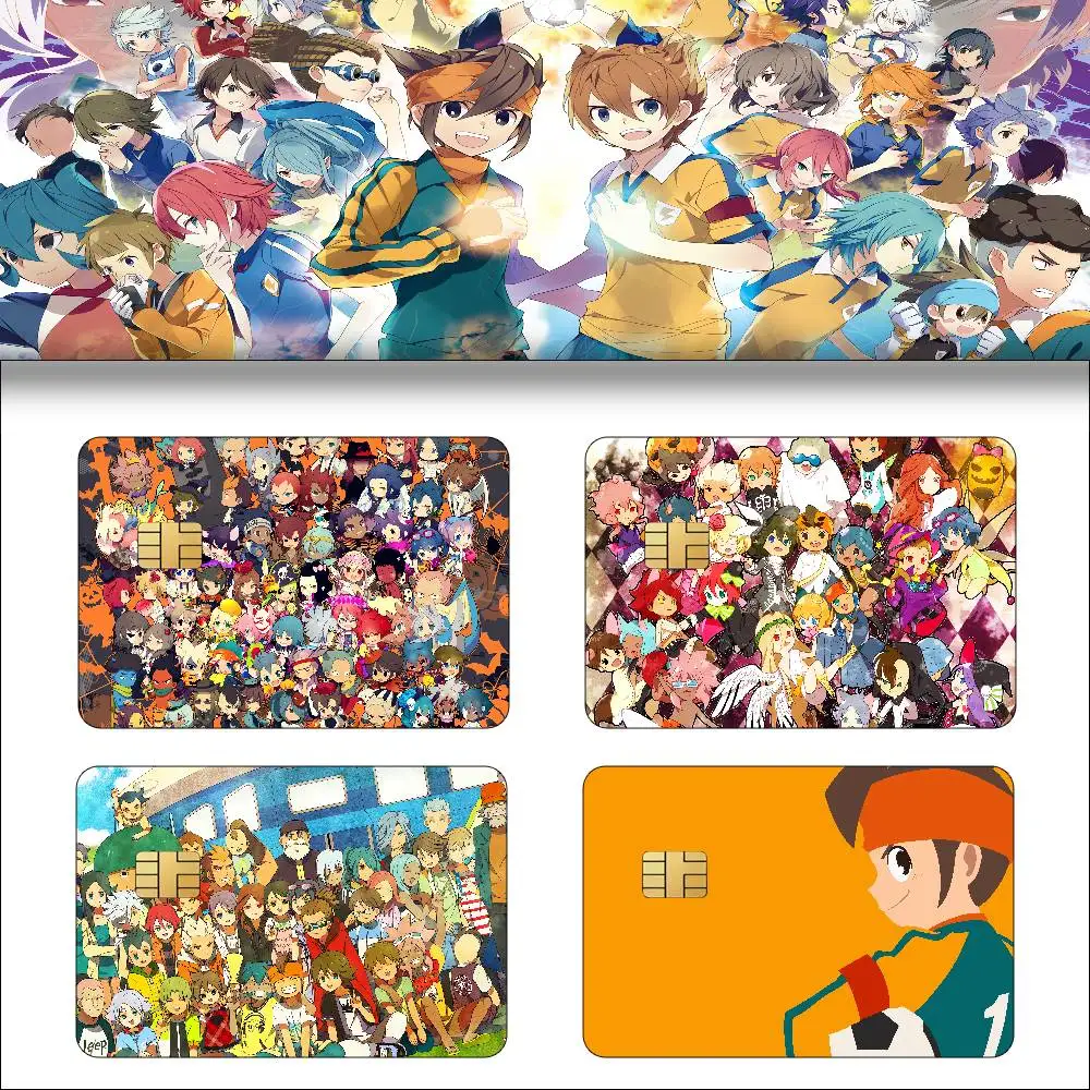 Anime Inazuma Eleven Anime Cartoon 4pcs 1Set Skin Stickers Film Tape Case For Big Credit Debit Card Front Side