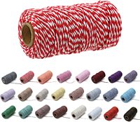 100M/Roll Cotton Bakers Twine String Cord Rope Two-color Cotton Craft Twine Home Textile Gift Packaging Christmas Wedding Decor