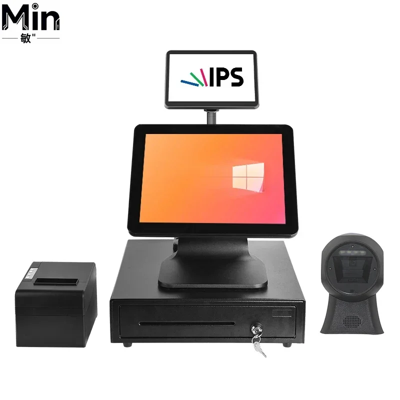 15 Inch Touch Screen All In One POS System Windows 11 Point of Sale EPOS Hardware for Retail Restaurant