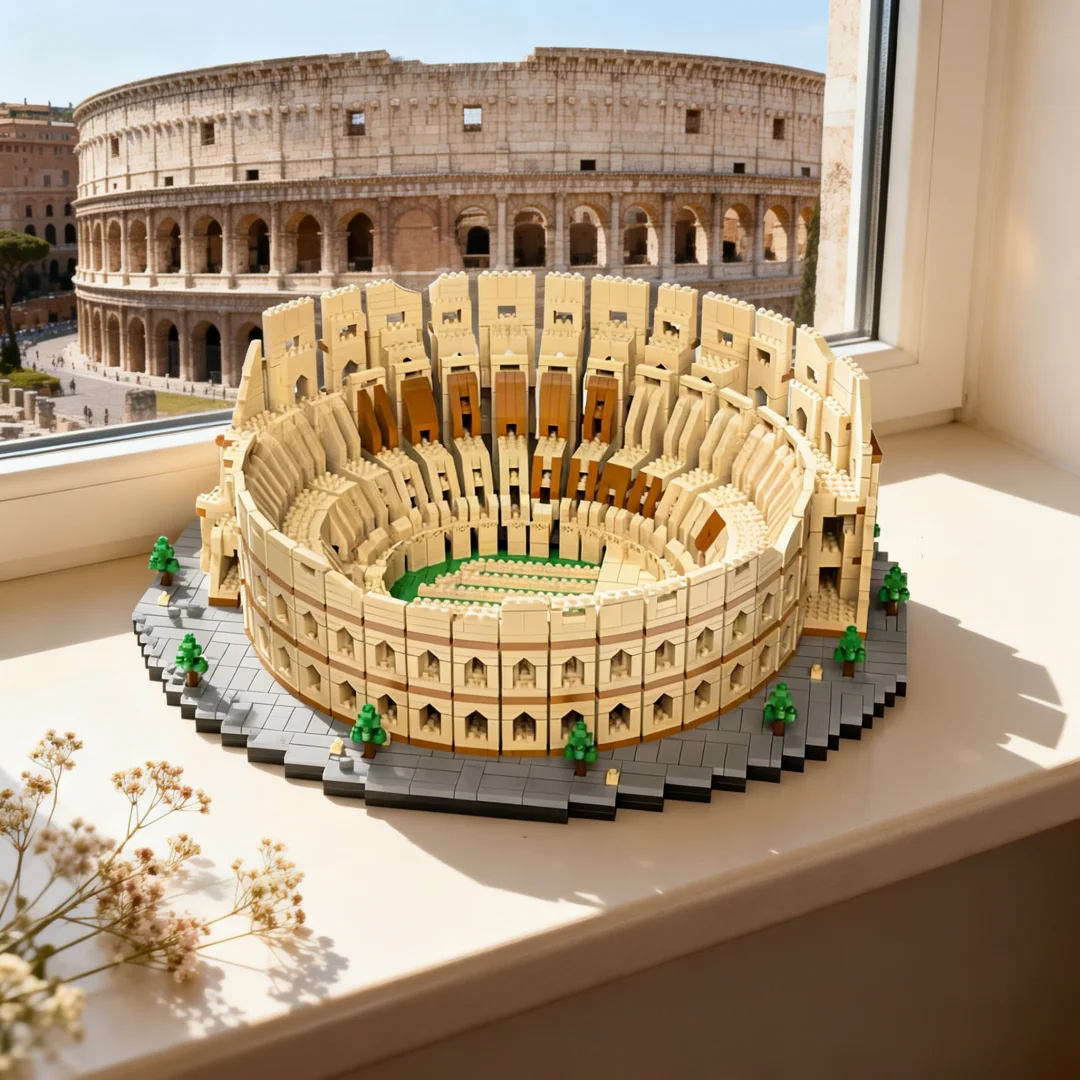 3D Colosseum Micro Building Blocks–Easy Assembly Rome Landmark Model,DIY Desktop Decor,Stress Relief Toy,Educational Puzzle Gift